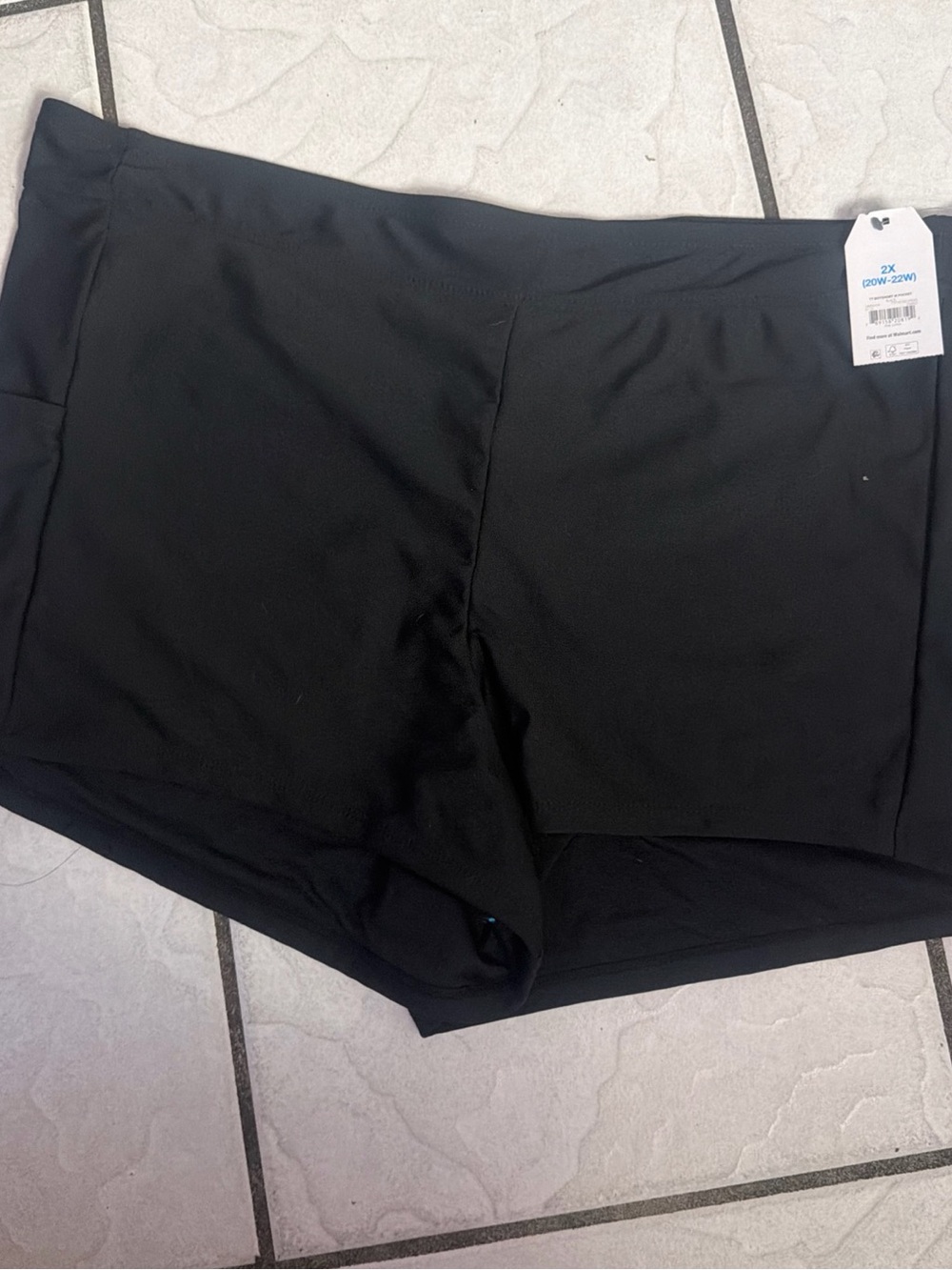 BRAND NEW Womens Black Swim Yoga Boy Shorts W/Pocket Plus Size 2X 20W-22W NWT